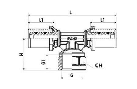 Teu sertizare filet interior 16x2 x 1/2 x 16x2 ICMA [1]