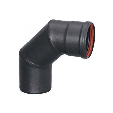 Accesorii cazane - Cot pentru evacuare gaze arse, Fornello, otel negru pentru centrale si termoseminee pe peleti, diametru 100 mm, etansare cu garnitura, 90 grade
