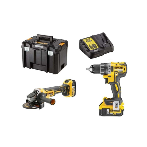 Scule si dispozitive de lucru - Twin KIT Masini de Gaurit DeWalt DCK2020P2T cu acumulatori 18 V 5.0Ah cu valiza TSTAK