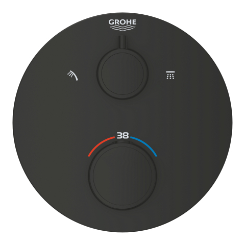 Unitate control Grohe Grohtherm termostat shower pentru 2 iesiri cu oprire integrata si ventil diverter, rotunda, incastrata, termostat, diverter, cartus ceramic, negru [2]