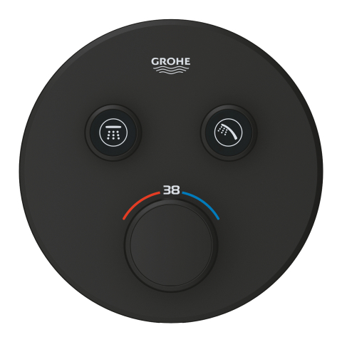 Unitate control Grohe Grohtherm SmartControl rotunda, 2 iesiri, dubla comanda, cartus ceramic, termostat, diverter, limitator temperatura, incastrata, necesita corp instalare, negru [2]