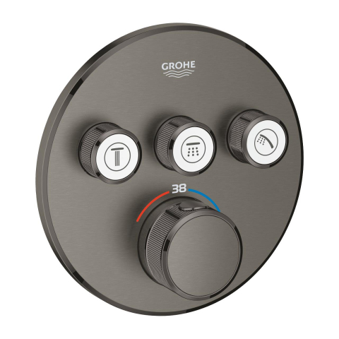 Unitate control Grohe Grohtherm SmartControl 3 iesiri, termostat, apasare si rotire, masca metalica, filtru impuritati, necesita corp instalare, antracit mat [0]