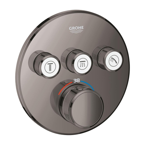 Unitate control Grohe Grohtherm SmartControl 3 iesiri, termostat, apasare si rotire, masca metalica, filtru impuritati, necesita corp instalare, antracit [0]
