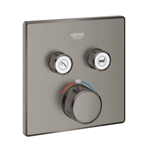 Unitate control Grohe Grohtherm SmartControl 2 iesiri, termostat, apasare si rotire, masca metalica, filtru impuritati, necesita crop instalare, antracit mat [0]