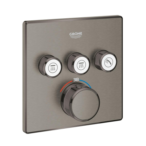 Obiecte sanitare - Unitate control Grohe Grohtherm SmartControl cu termostat, safestop, 3 iesiri, necesita corp instalare, antracit mat