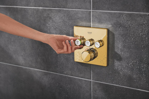 Unitate control Grohe Grohtherm SmartControl cu termostat, safestop, 3 iesiri, necesita corp instalare, auriu lucios [2]