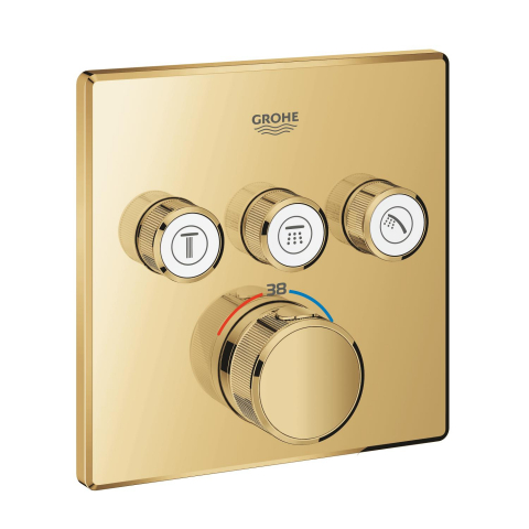 Unitate control Grohe Grohtherm SmartControl cu termostat, safestop, 3 iesiri, necesita corp instalare, auriu lucios [4]