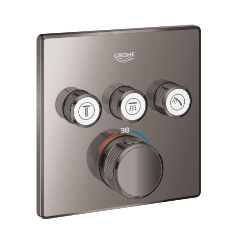 Obiecte sanitare - Unitate control Grohe Grohtherm SmartControl cu termostat, safestop, 3 iesiri, necesita corp instalare, antracit