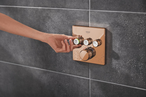 Unitate control Grohe Grohtherm SmartControl cu termostat, safestop, 3 iesiri, necesita corp instalare, cupru lucios [1]