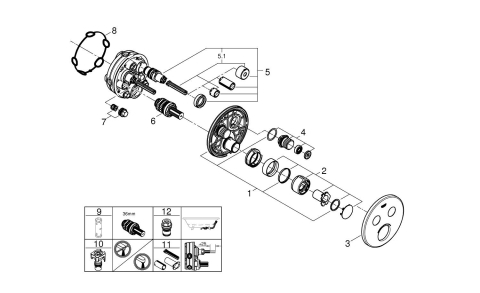 Unitate control Grohe SmartControl 2 iesiri, apasare si rotire, masca metalica, filtru impuritati, necesita corp instalare, crom [1]