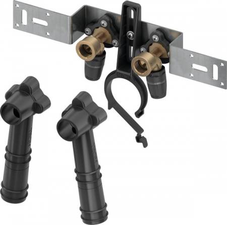 Componente de sistem - Unitate pentru montaj TECElogo-Push izolata fonic, 80 mm, 2 coturi incluse,din bronz/PPSU, Ø 16 x 1/2" FI