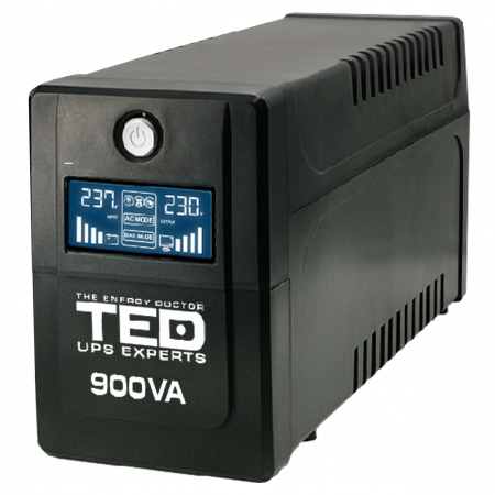 UPS-uri si stabilizatoare de tensiune - UPS 900VA/500W LCD Line Interactive AVR 2 schuko USB Management, TED Electric TED003942