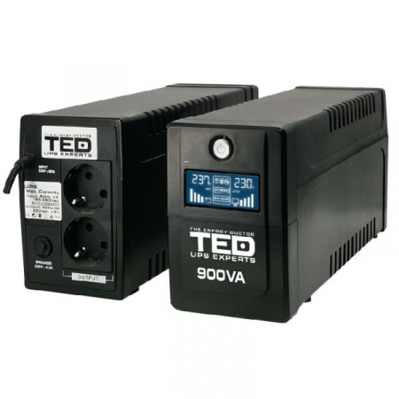 UPS 900VA/500W LCD Line Interactive AVR 2 schuko USB Management, TED Electric TED003942 [1]