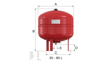 Vas expansiune pentru sisteme incalzire si racire Flamco Baseflex 80 litri - 6 bar [1]