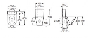 Rezervor WC, dubla comanda 2/4 litri, 365 x 140 x 405 mm., Roca The Gap [2]