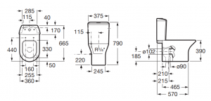 Vas WC din portelan, evacuare dubla, 375 x 665 x 790 mm., Roca Nexo [1]