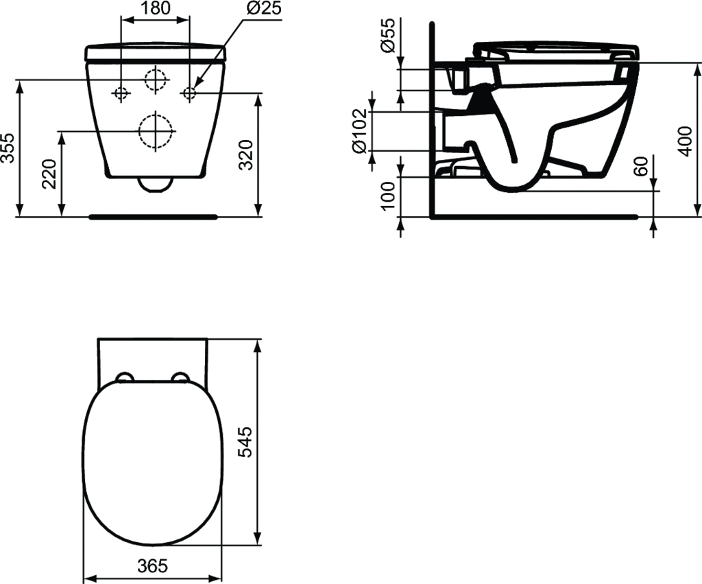 Vas WC suspendat 365 x 545 x 340 mm Ideal Standard gama Connect [2]
