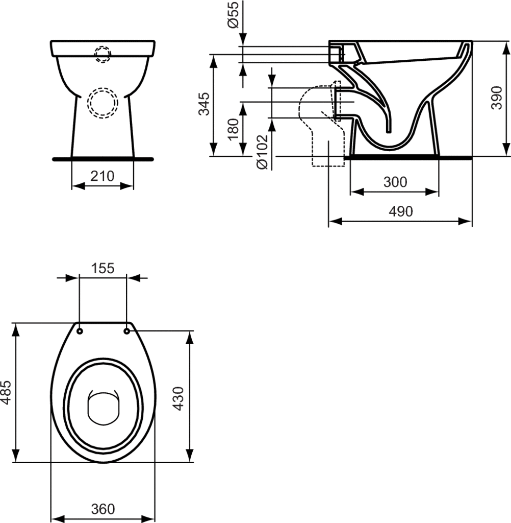 Vas WC stativ 360 x 485 mm Ideal Standard gama Eurovit [1]