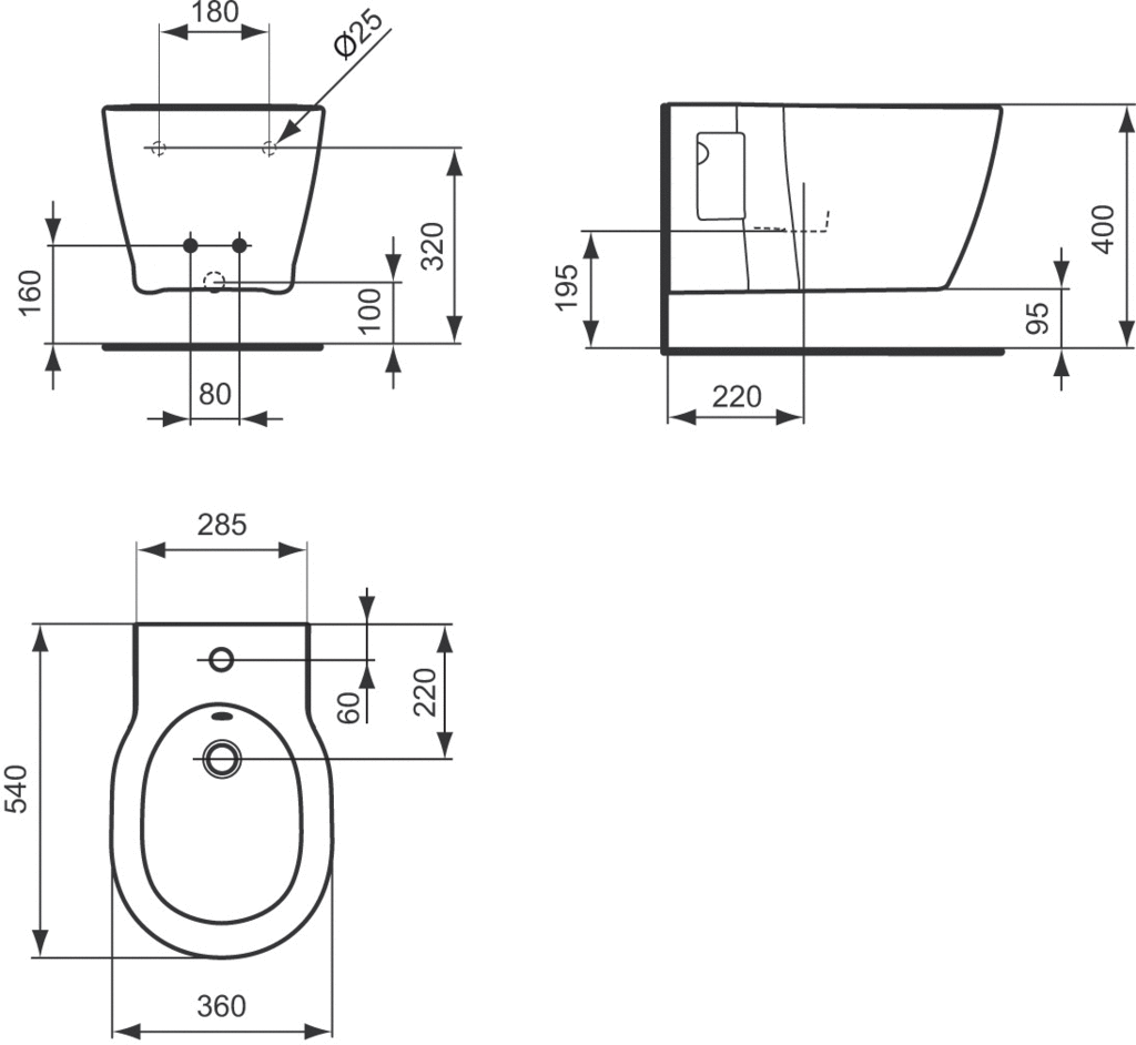 Bideu suspendat 360 x 540 x 305 mm Ideal Standard gama Connect [2]