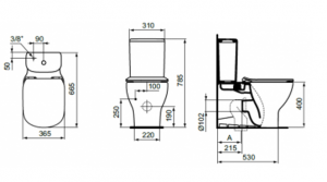 Rezervor pentru vas WC buton cu dubla actionare 3/6 litri Ideal Standard gama Tesi [1]