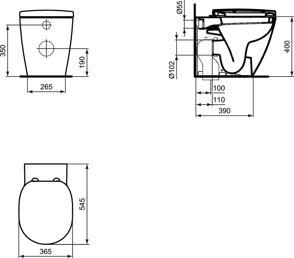 Vas WC stativ 365 x 545 x 400 mm Ideal Standard gama Connect [1]