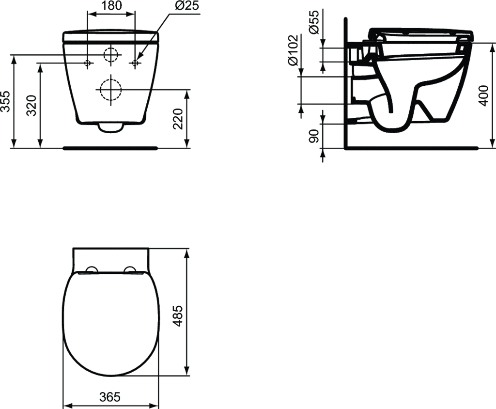 Vas WC suspendat 360 x 480 mm Ideal Standard gama Connect Space [1]