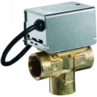 Echipamente de ventilatie si climatizare - Ventil cu 3 căi, 1” filet interior, cu servomotor on/off 230V, cu resort arc, conectare pe 2 fire, doar pentru circuite închise, Honeywell