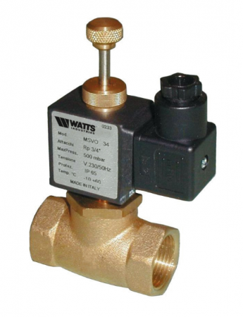 Ventile electromagnetice de gaz - Ventil electromagnetic/rearmare manuală, din alamă, 220Vca, normal  închis, 3/4", 6 bar