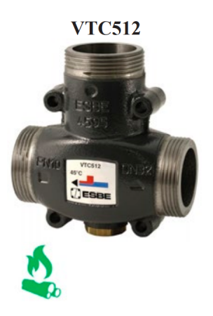 Echipamente de incalzire si producere ACM - Ventil termic de amestec, DN32, filet exterior, G1 1/2, 55grdC, kvs14