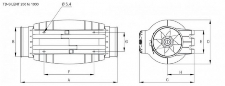 Ventilator de tubulatura, 240 m³/h, Soler&Palau TD-Silent 250/100 [2]