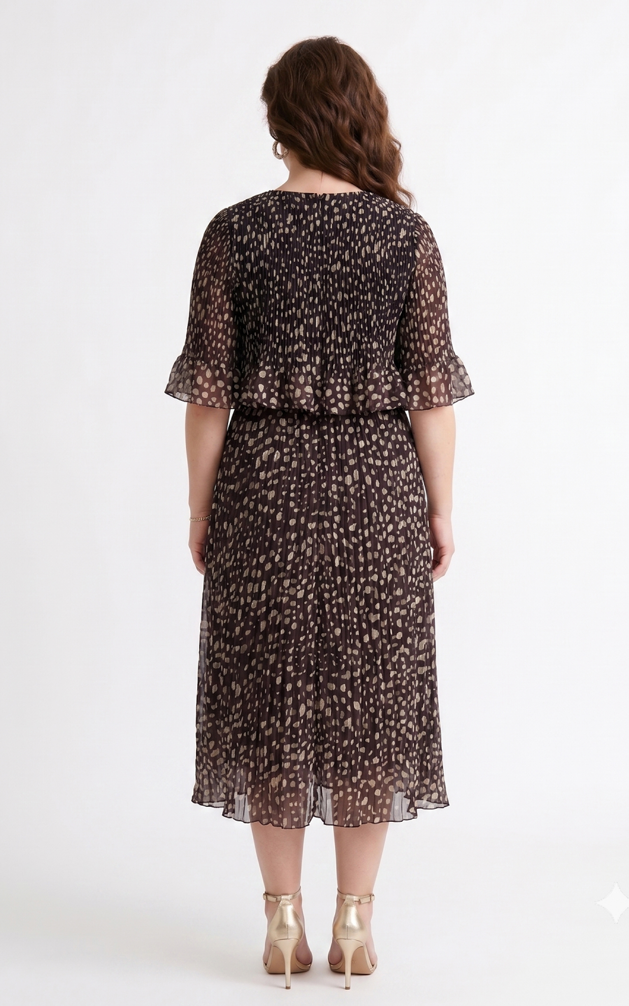 Rochie Ginny midi maro cu buline [4]