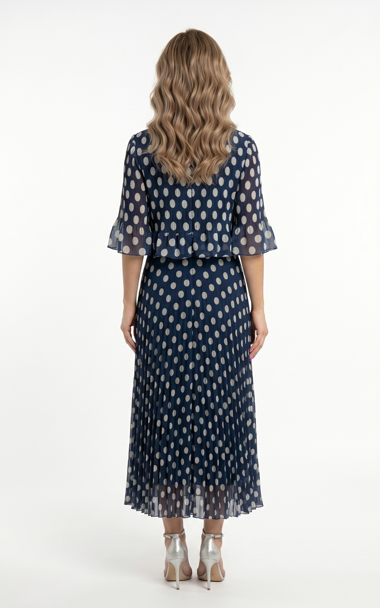 Rochie Ginny midi bleumarin cu buline [3]