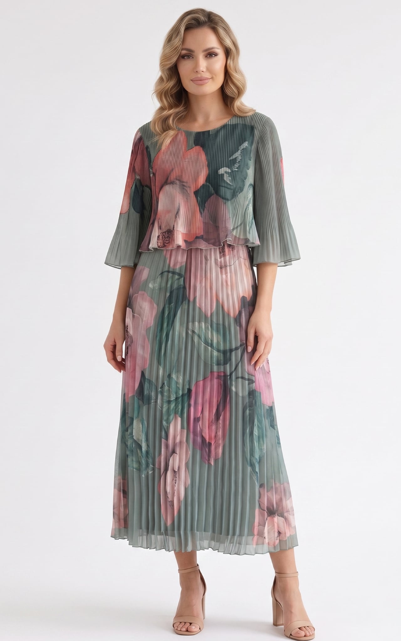 Rochii de banchet - Rochie de vara, din voal vaporos cu elastic in talie Ginny midi vernil