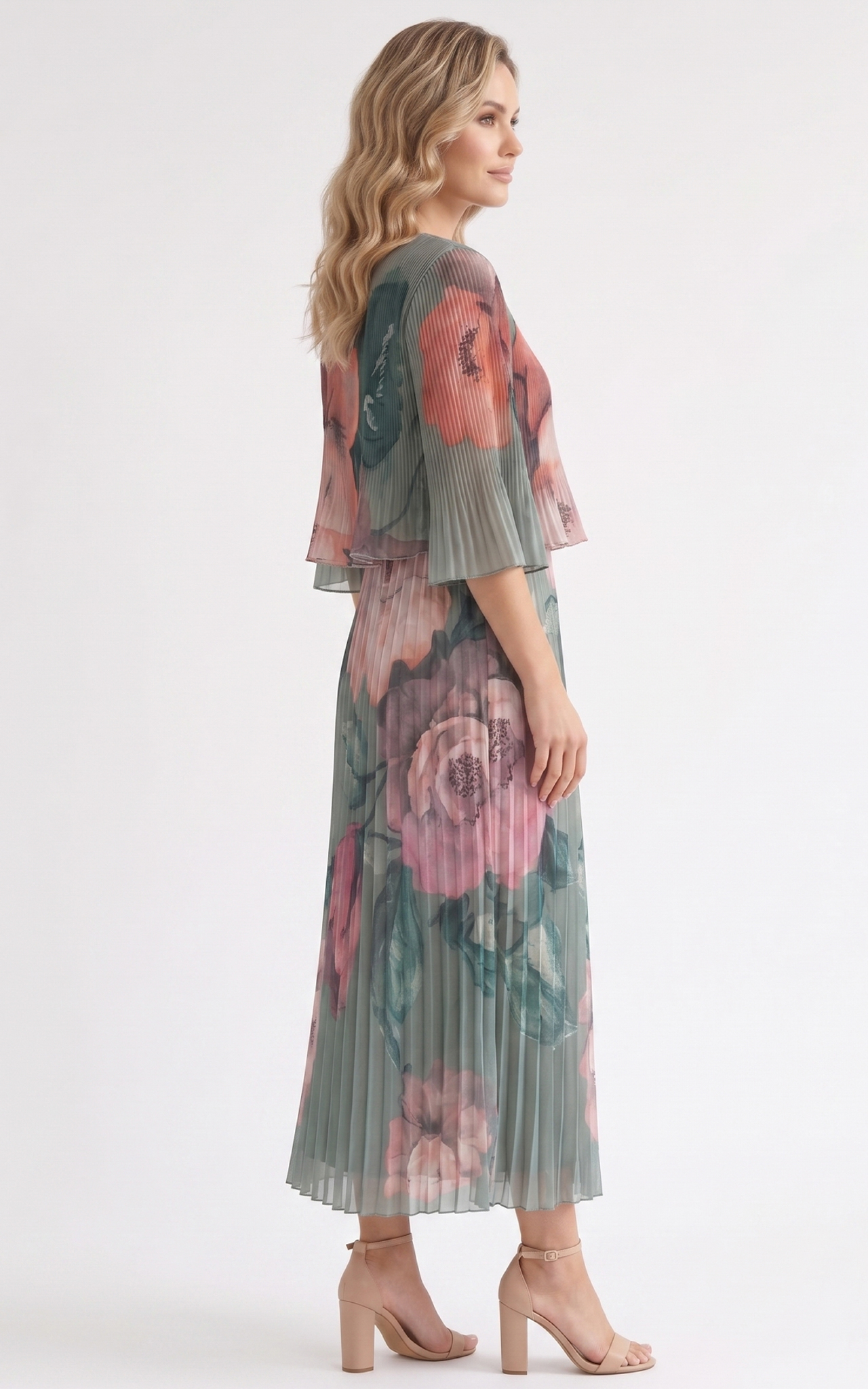 Rochie de vara, din voal vaporos cu elastic in talie Ginny midi vernil [2]