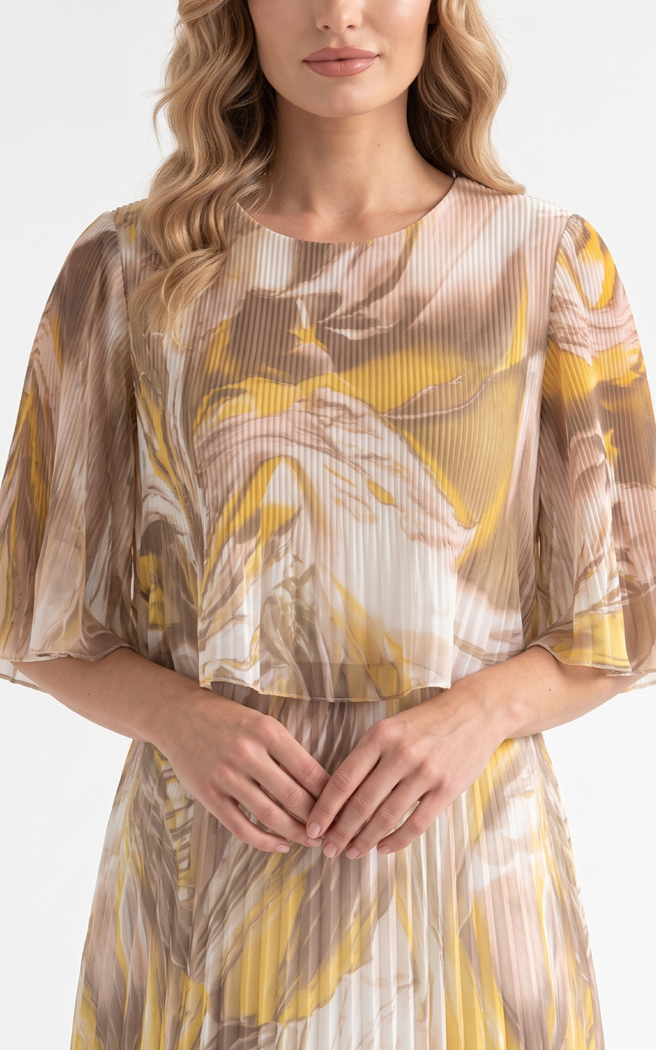 Rochie de vara, din voal vaporos cu elastic in talie Ginny midi galbena [3]