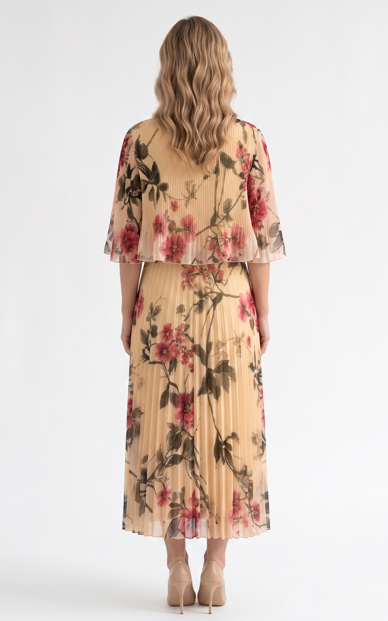 Rochie de vara, din voal vaporos cu elastic in talie Ginny midi caisa [4]