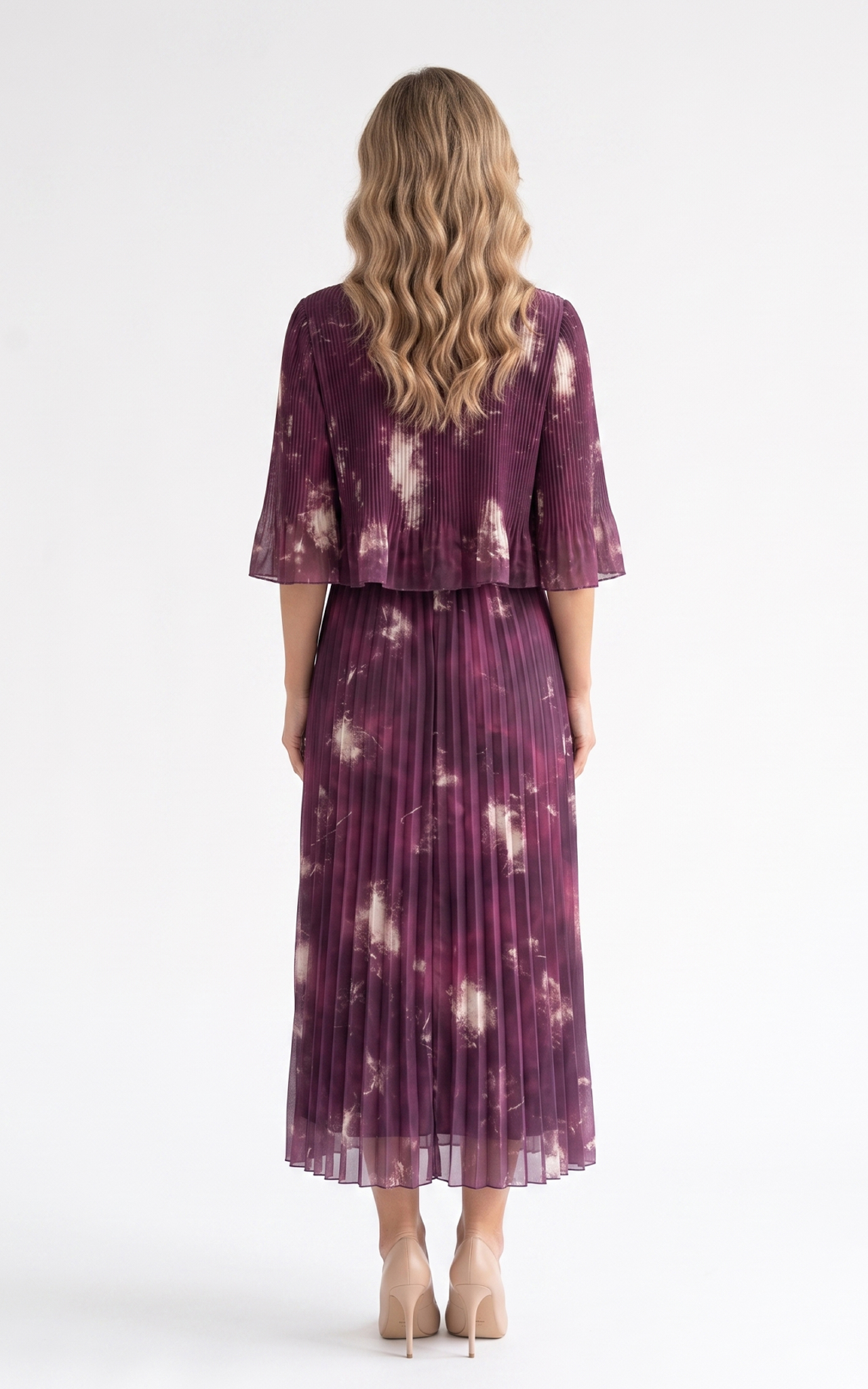 Rochie de vara, din voal vaporos cu elastic in talie Ginny midi bordo2 [3]