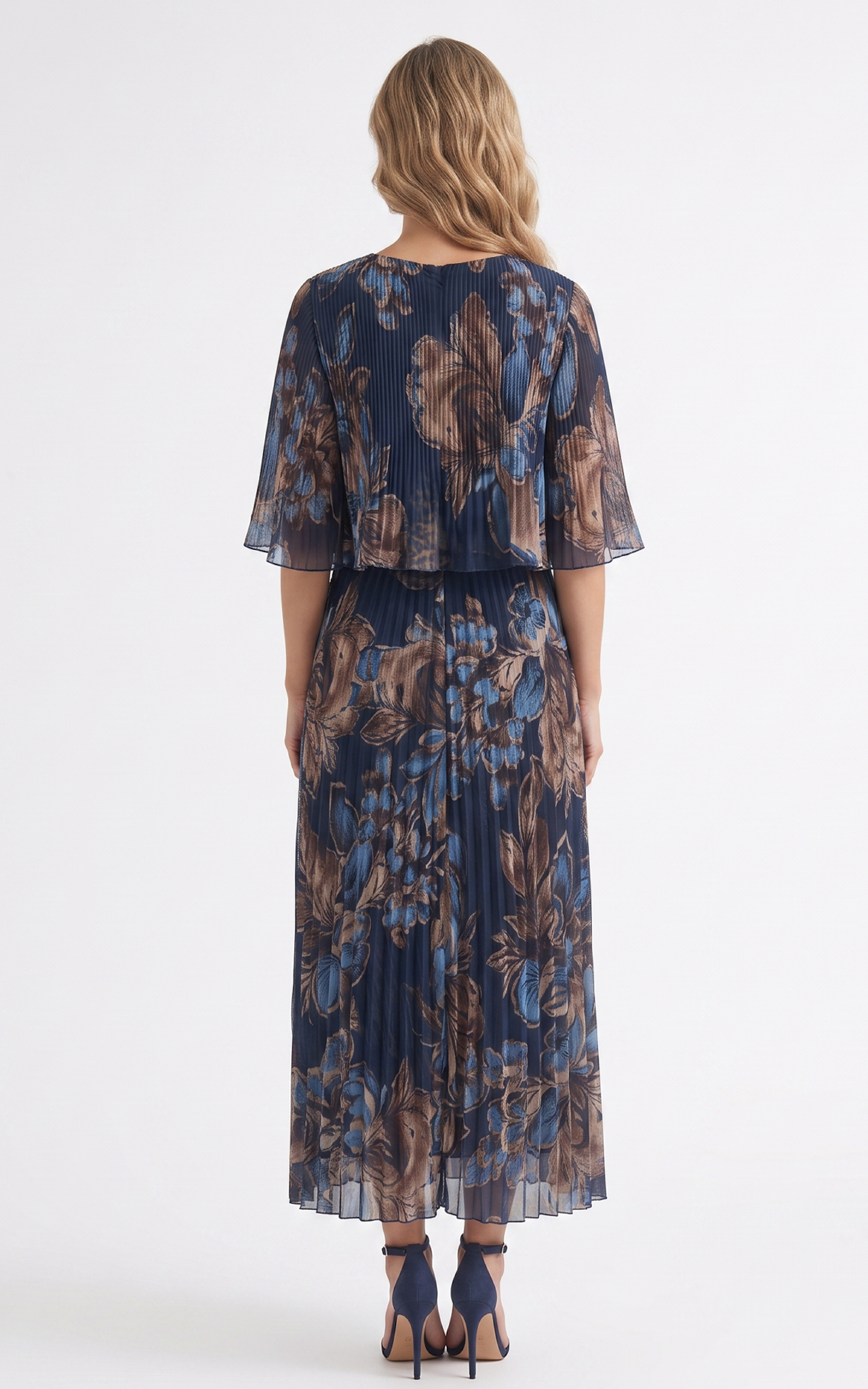 Rochie de vara, din voal vaporos cu elastic in talie Ginny midi albastru-regal [3]