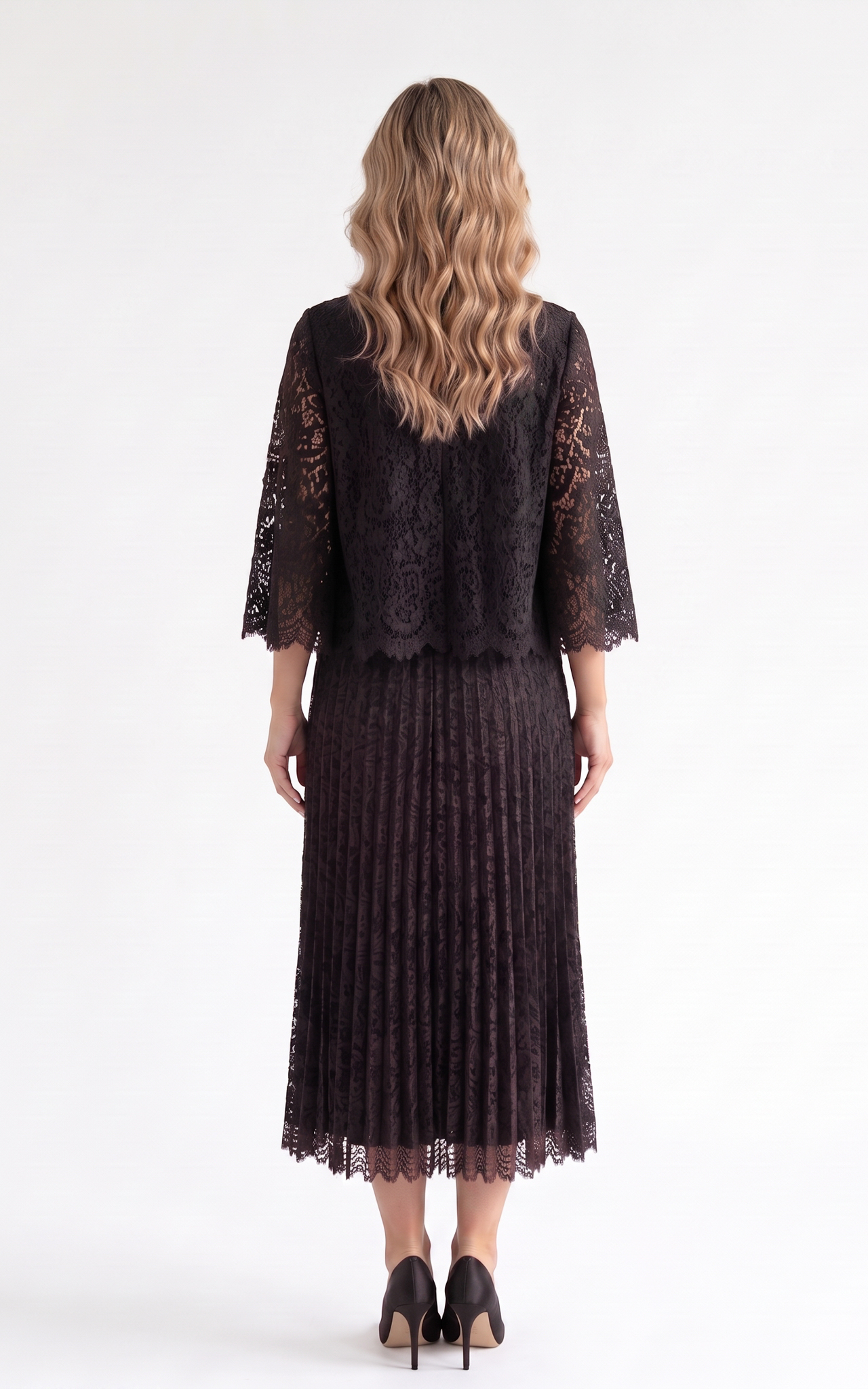 Rochie de toamnă Ginny midi dantela-neagra-uni [3]