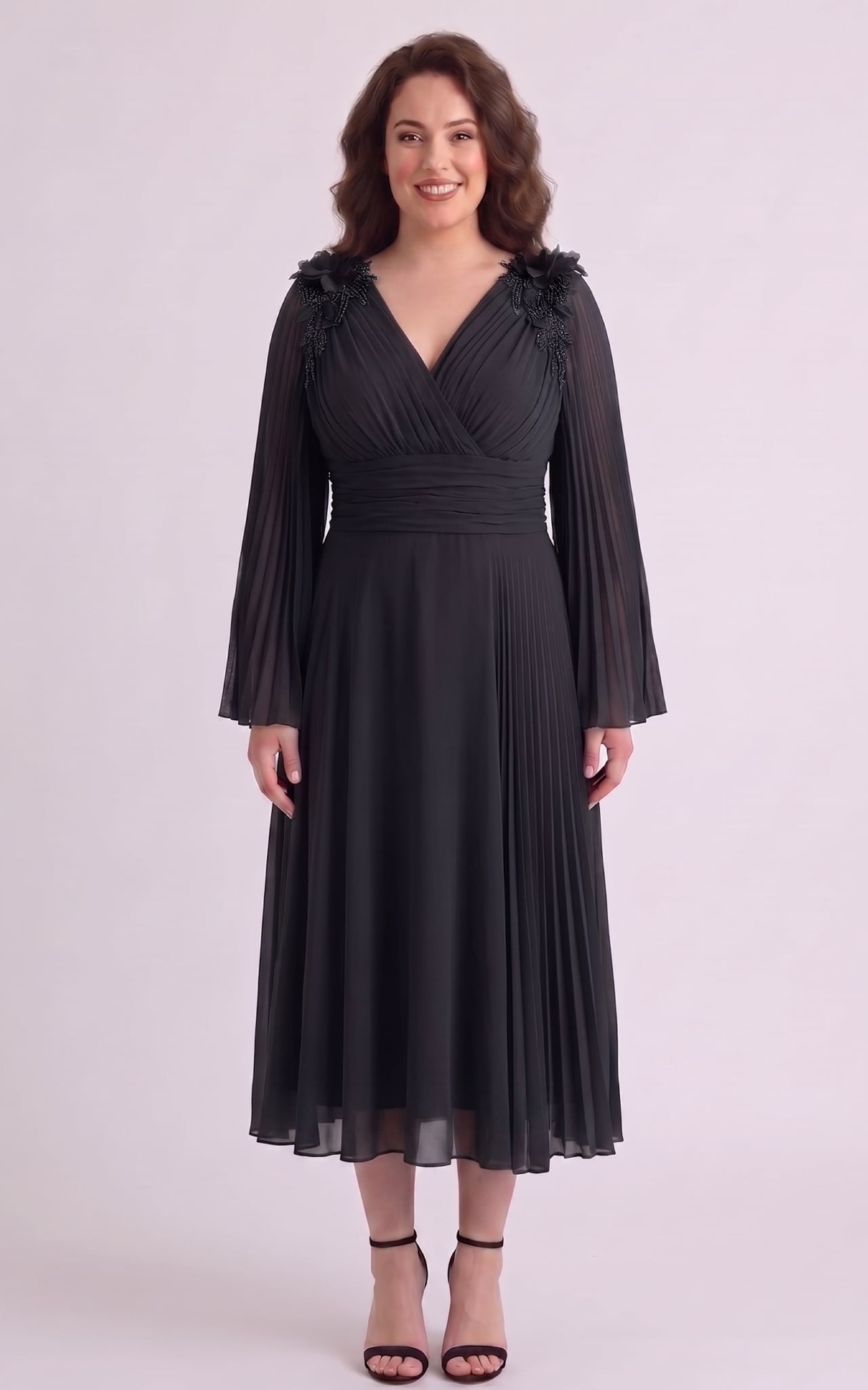 Rochii de soacra - Rochie din voal vaporos Anouk midi neagra