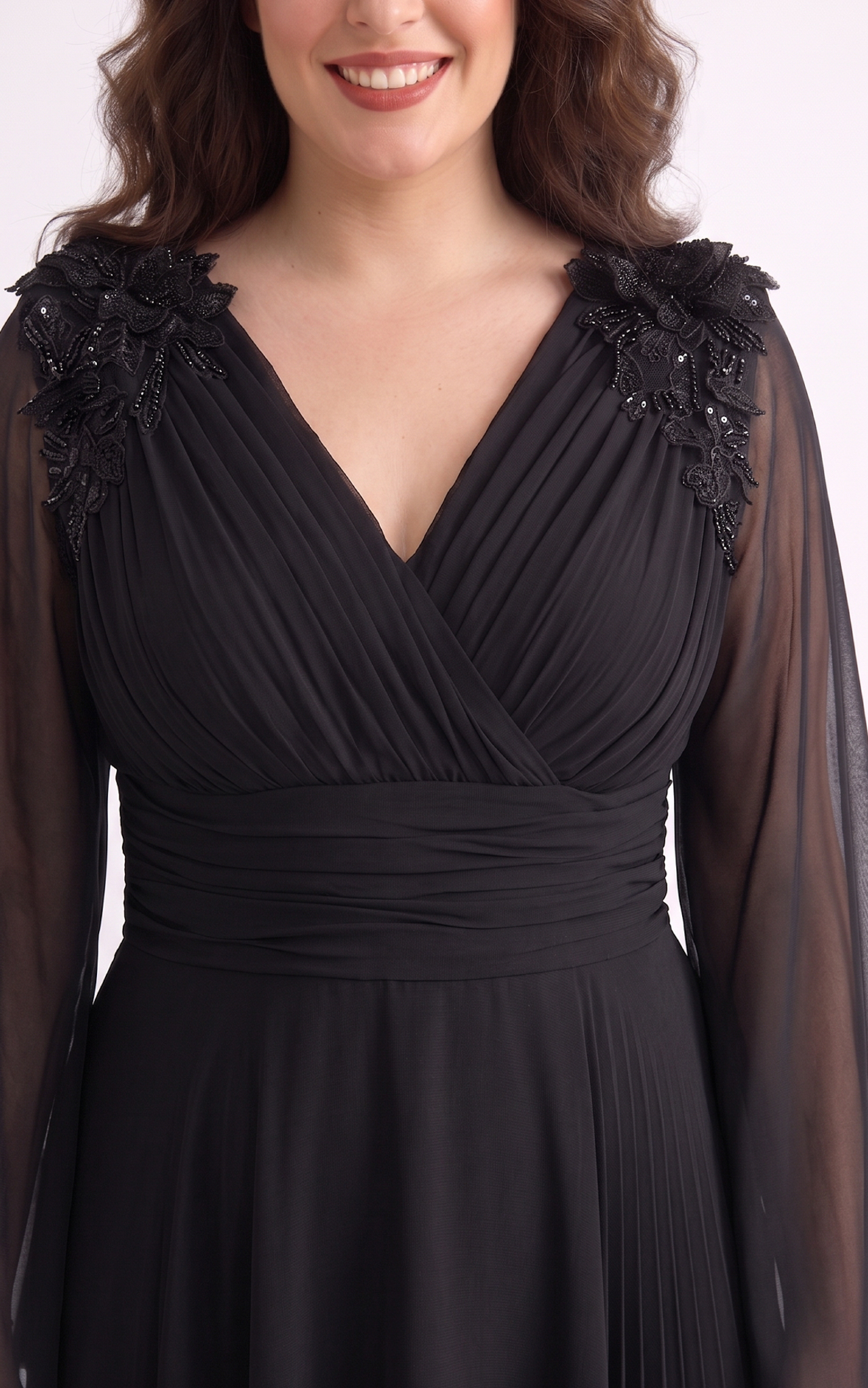 Rochie din voal vaporos Anouk midi neagra [2]