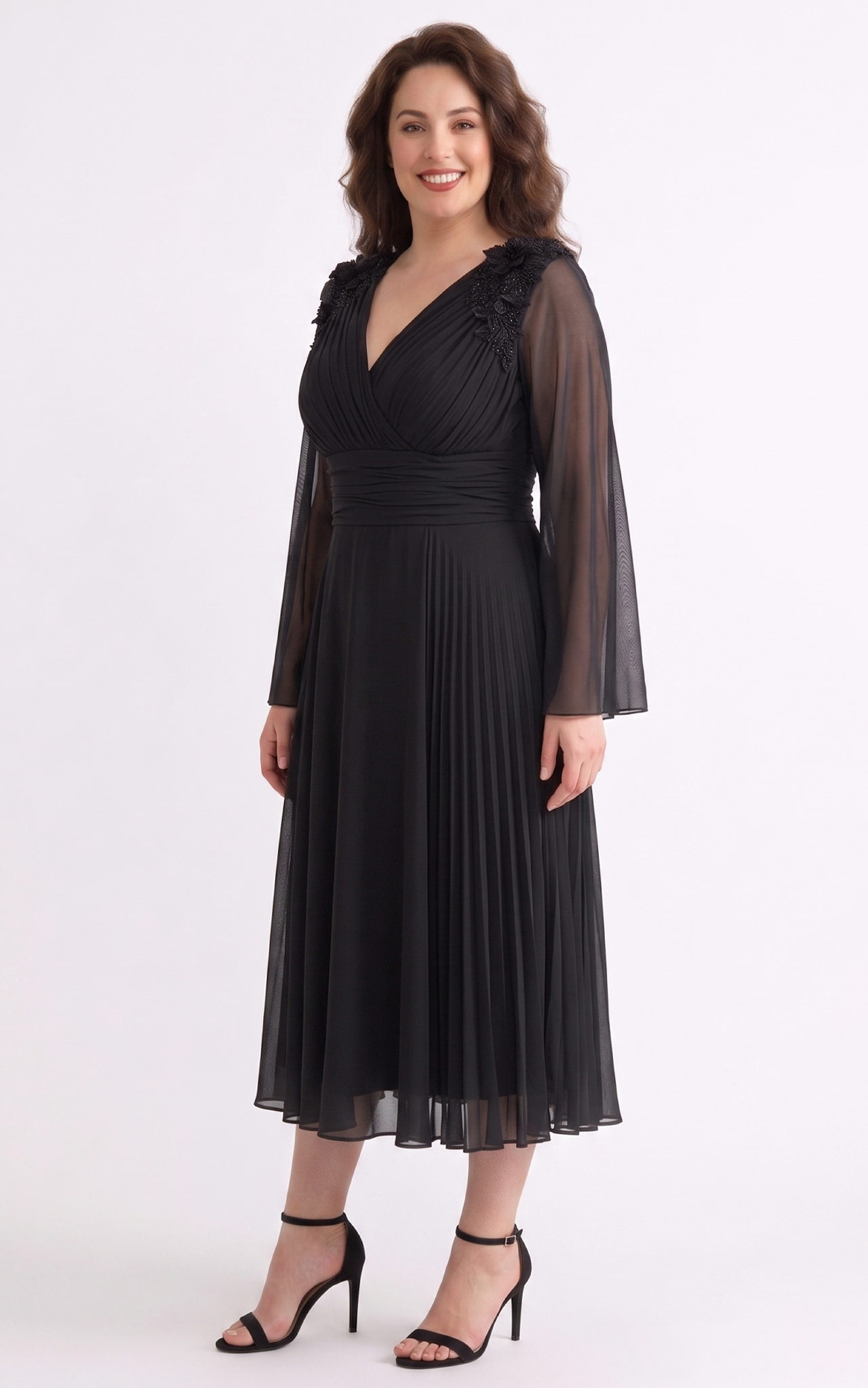 Rochie din voal vaporos Anouk midi neagra [3]