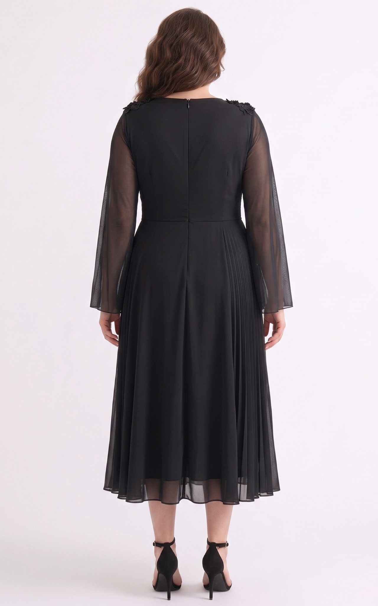 Rochie din voal vaporos Anouk midi neagra [4]