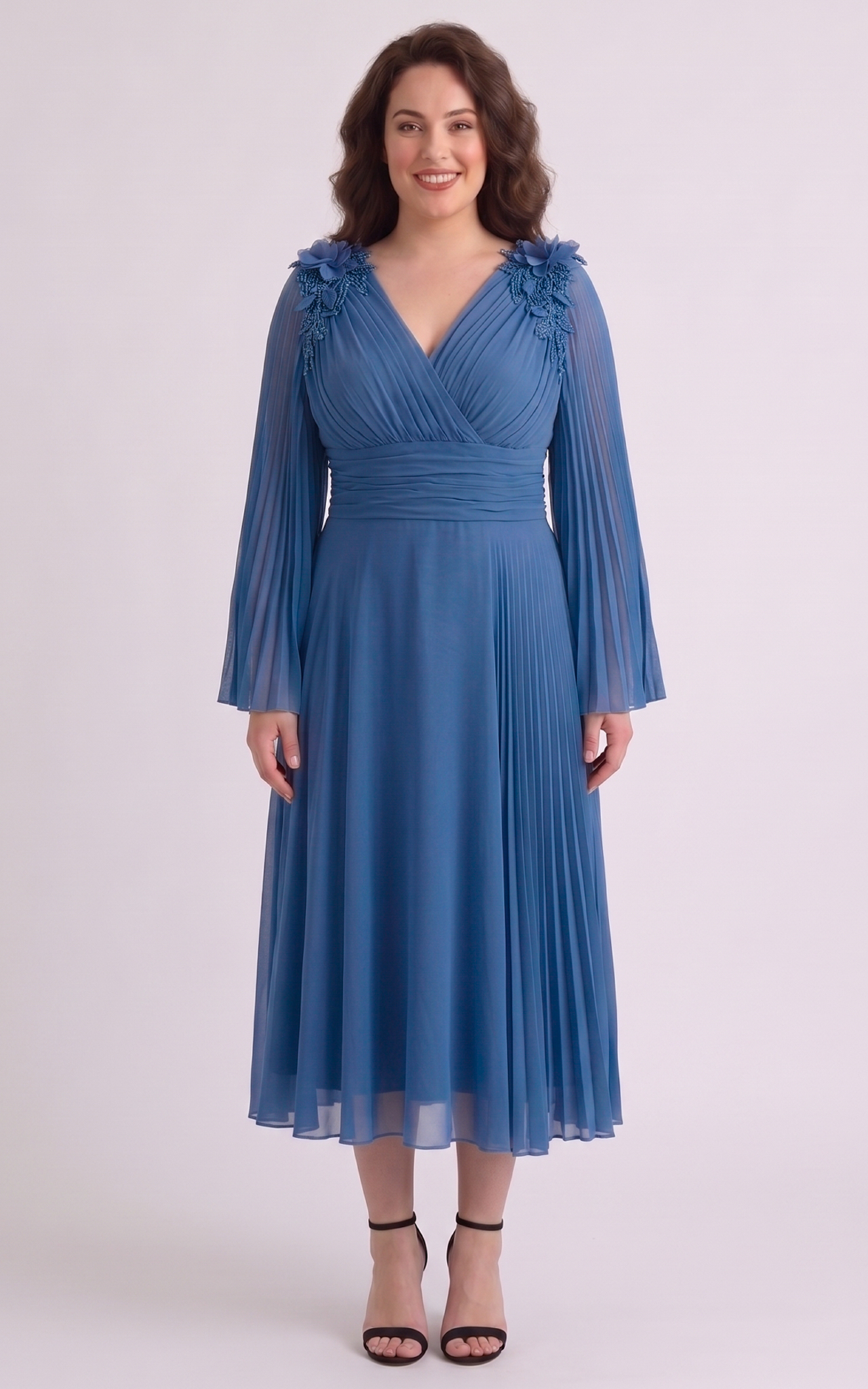 Nou - Rochie de vara, din voal vaporos cu elastic in talie Anouk midi albastra