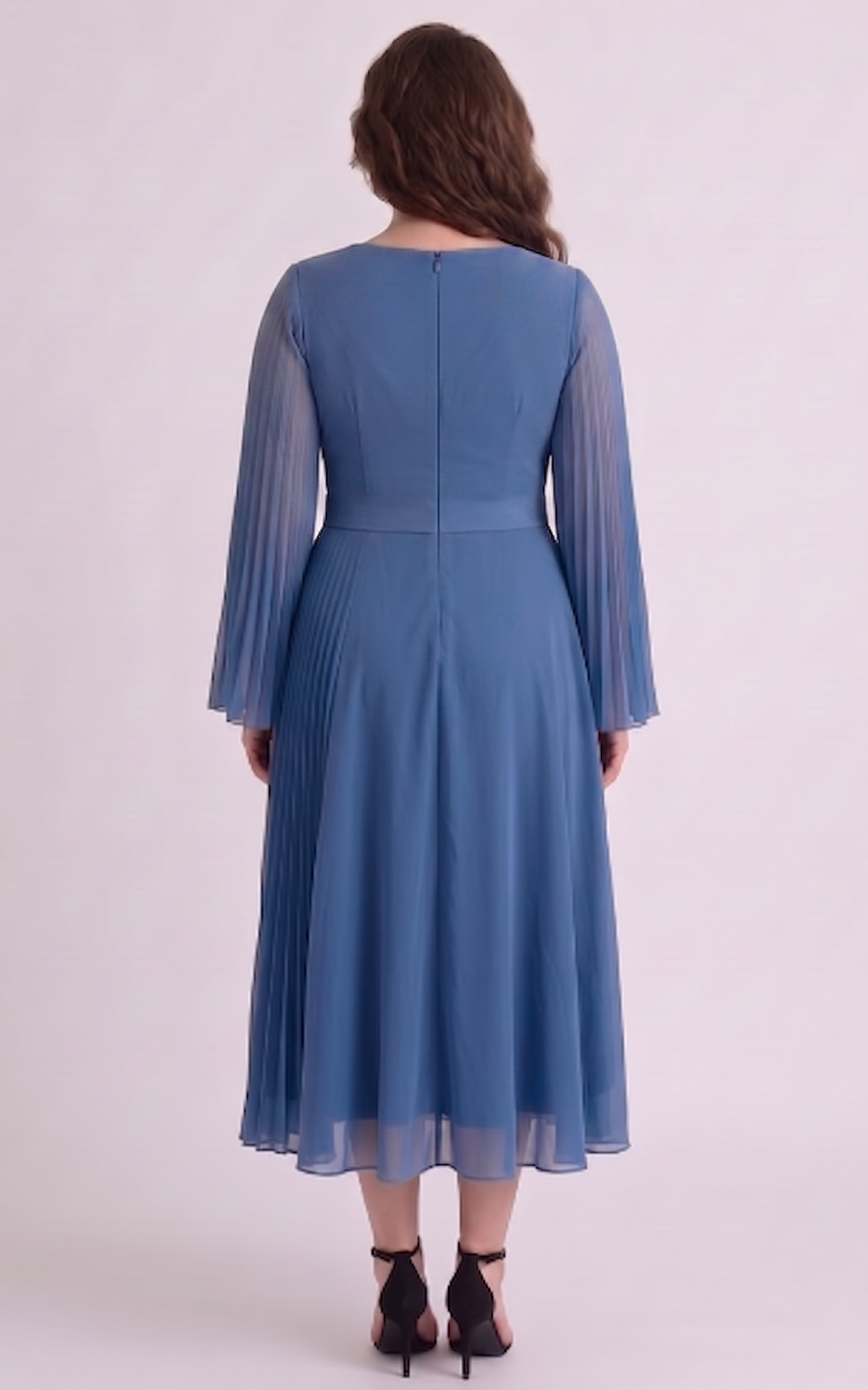 Rochie din voal vaporos Anouk midi albastra [4]