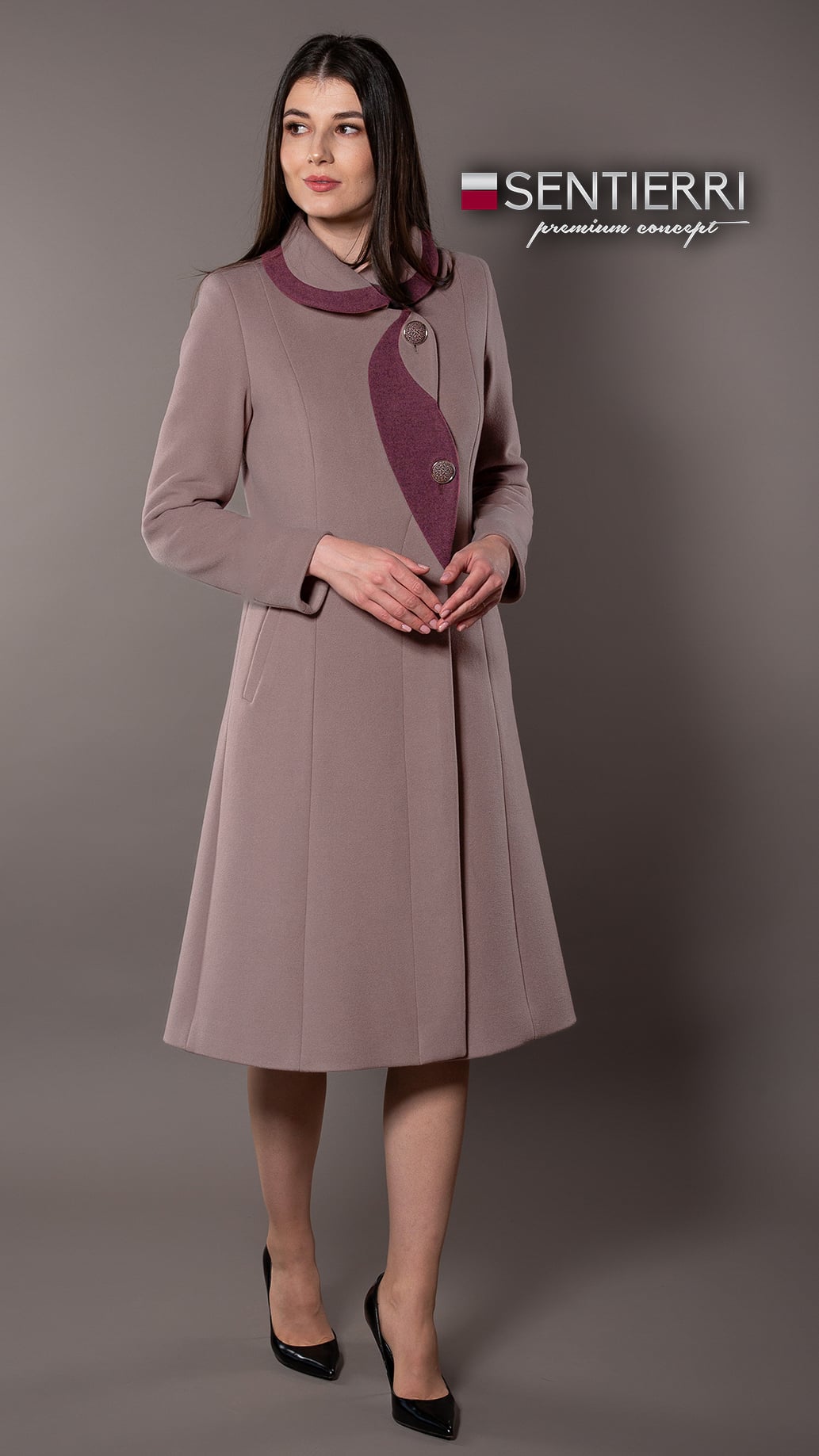 Palton de lână Sentierri 842 mov-mocca [2]