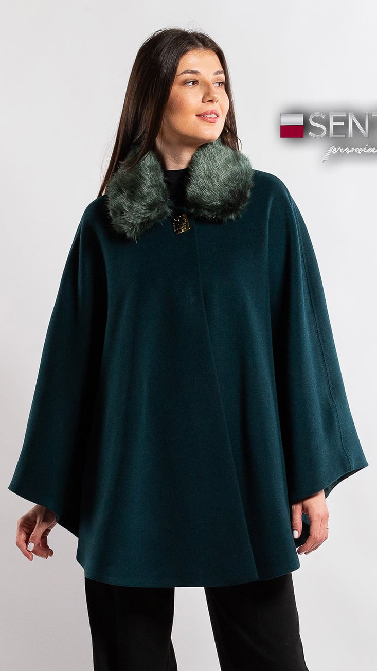 Femei - Pelerina de lână Sentierri 859 verde-smarald