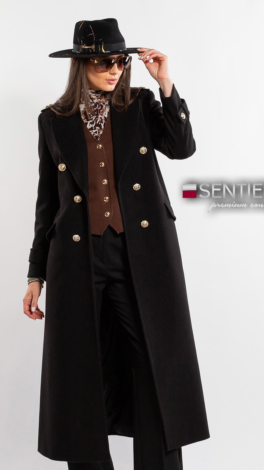Paltoane de dama - Palton de lână Sentierri 855 negru