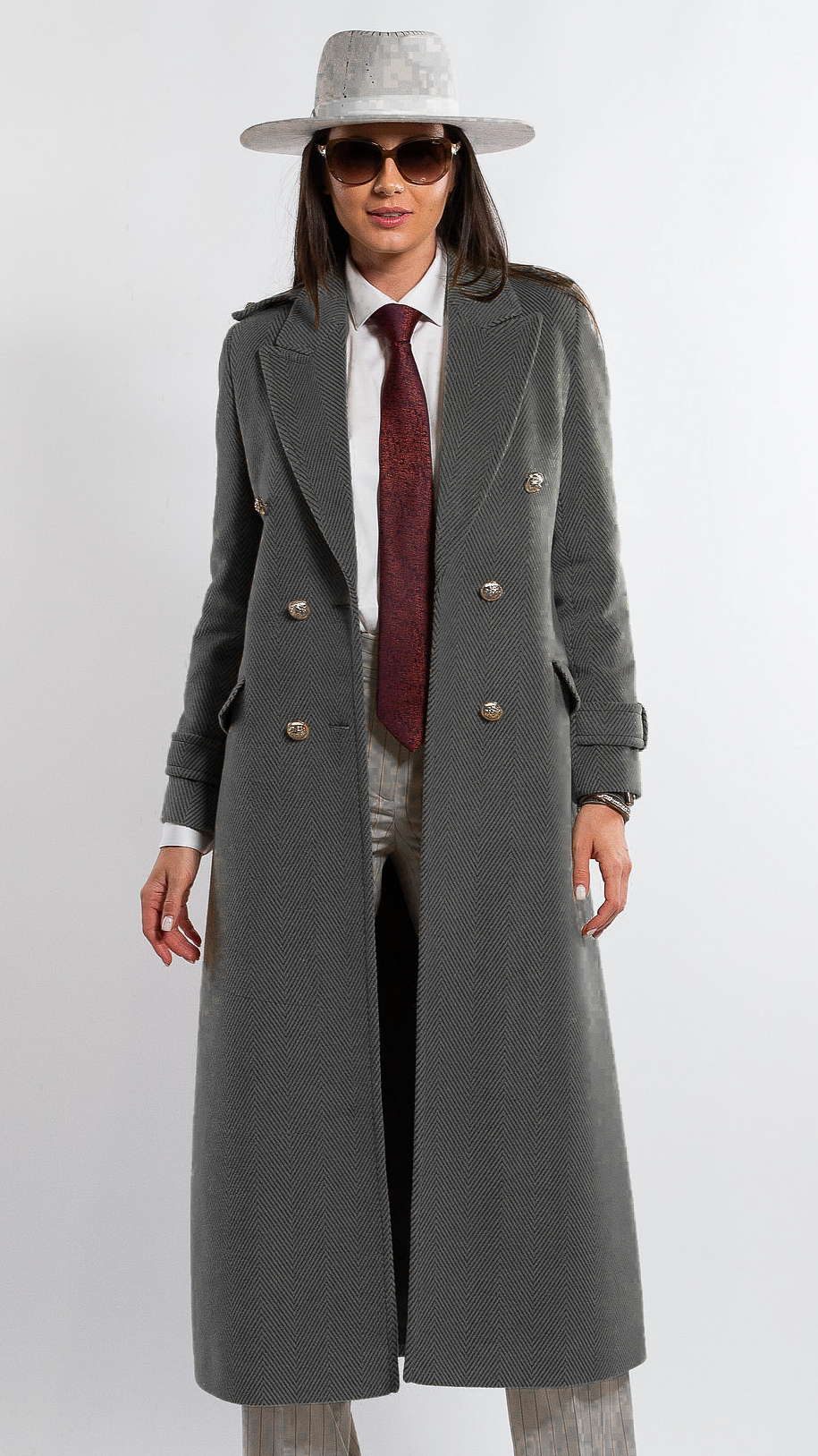 Paltoane de dama - Palton de lână Sentierri 855 antracit-hermes