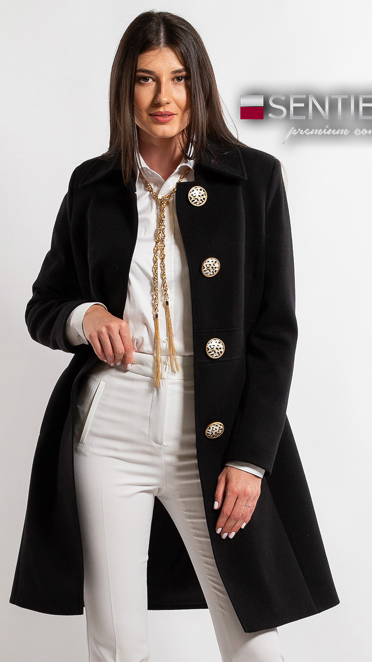 Paltoane de dama - Palton de lână Sentierri 853 negru